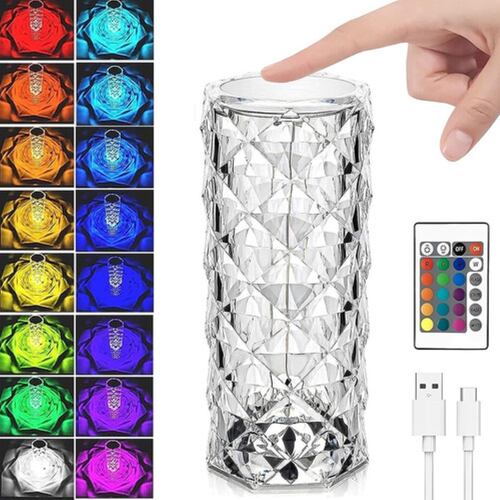 Lámpara De 16 Colores De Brillo Ajustable Recargable Transparente 