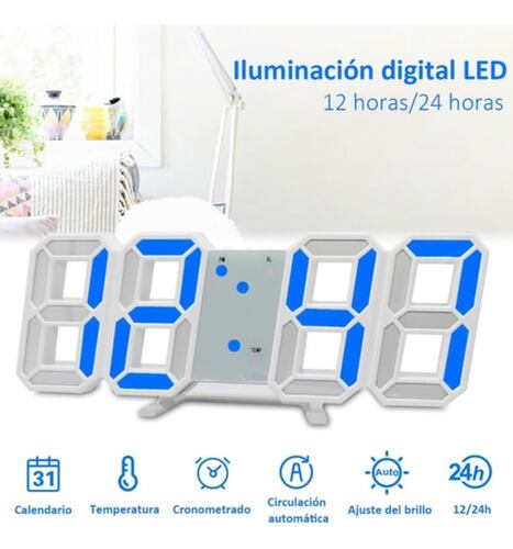 Reloj Alarma Digital 3d De Pared Led Multifuncional Blanco