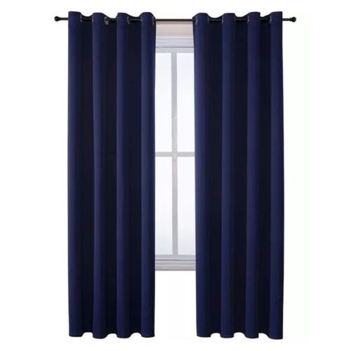 Cortinas Blackout Recamaras Economicas Largas 275x241cm,2pzs Color Azul