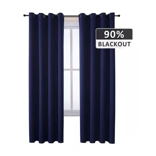 Cortinas Blackout Recamaras Economicas Largas 275x241cm,2pzs Color Azul