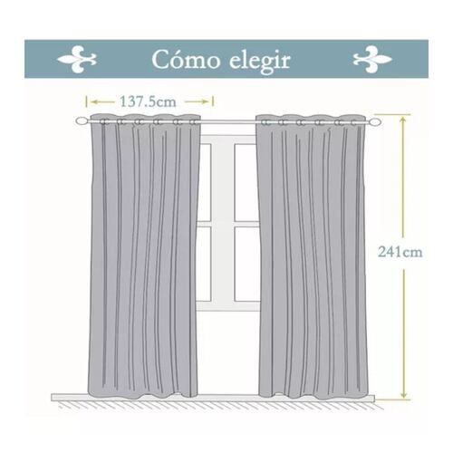 Cortinas Blackout Recamaras Economicas Largas 275x241cm,2pzs Color Azul