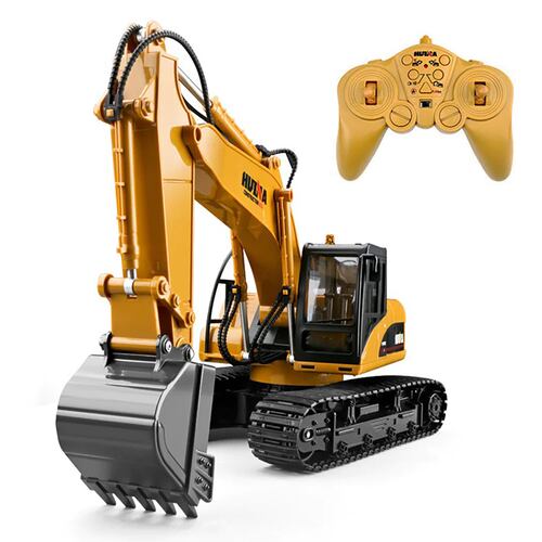 Excavadora a control remoto RC Huina 1535 Metal 1:14 15 canales 2.4Ghz professional excavator Rc de construcción Retroexcavadora RC Excavadora RC de juguete.