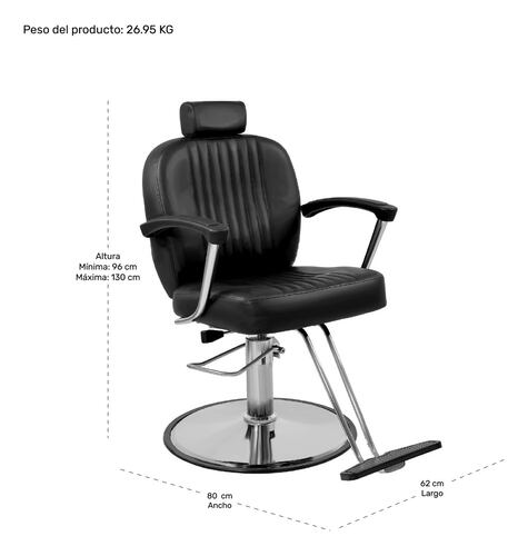 Sillon Silla Barberia Estetica Clasica 360° Moderna Negro Nanofort