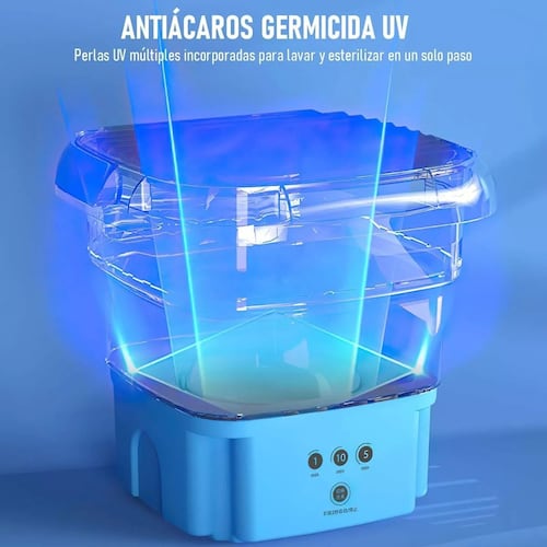 Mini Lavadora Portatil En Cubeta Plegable Con Centrifugado.