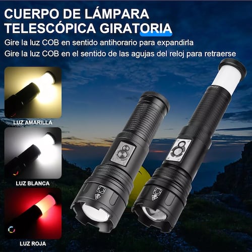 Lámpara Táctica Led Linterna 180000 Lúmenes 10 Modos 1500m