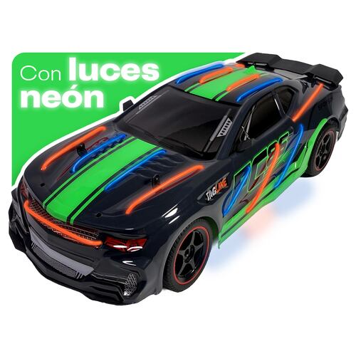 Carro a control remoto con luces de neon auto RC Racing car carreras RC 15 km h escala 1:12 con batería recargable.