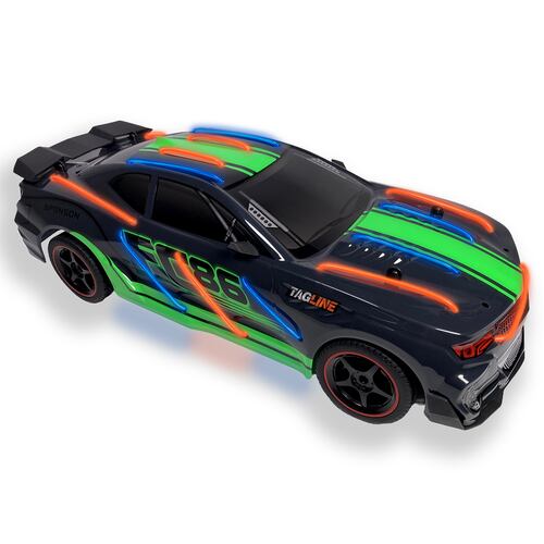 Carro a control remoto con luces de neon auto RC Racing car carreras RC 15 km h escala 1:12 con batería recargable.