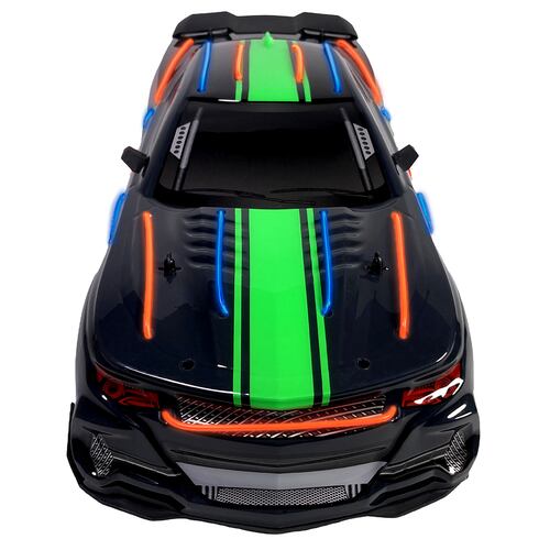 Carro a control remoto con luces de neon auto RC Racing car carreras RC 15 km h escala 1:12 con batería recargable.