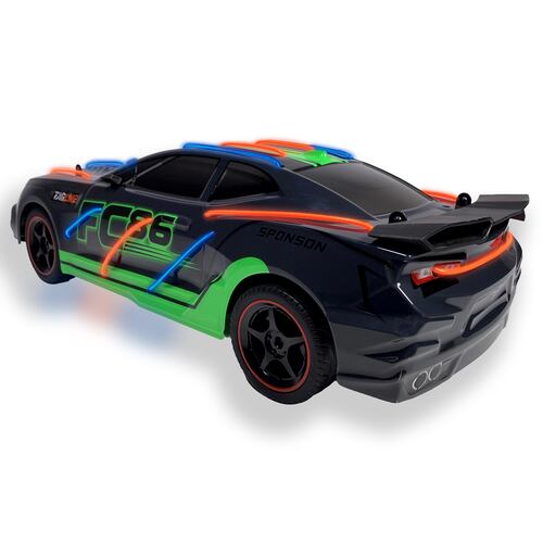 Carro a control remoto con luces de neon auto RC Racing car carreras RC 15 km h escala 1:12 con batería recargable.