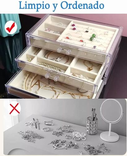 Joyero Organizador Cajas De Joyería Joyas Estuche, 3 Cajones