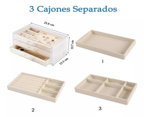 Joyero Organizador Cajas De Joyería Joyas Estuche, 3 Cajones