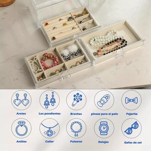 Joyero Organizador Cajas De Joyería Joyas Estuche, 3 Cajones