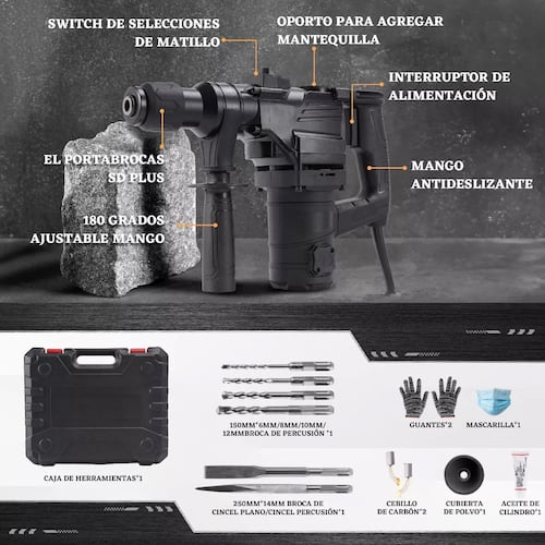 Taladro Roto Martillo Rotomartillo Electrico Perforador Sds.