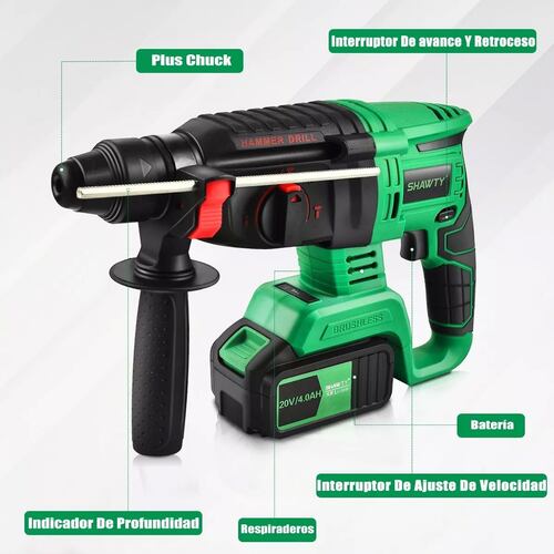 Rotomartillo Inalámbrico Taladro Sds-plus Shawty C/2 Batería.
