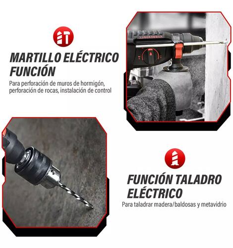 Taladros Rotomartillo Inalámbrica Sds-plus Ironhoof 3 Modos.