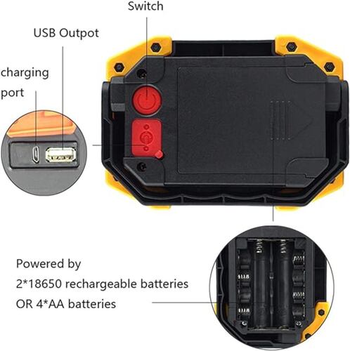 Luz De Trabajo Recargable Led 2000lm Lámparas Mano Camping