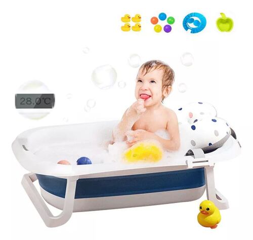 Bañera tina para bebé plegable con termómetro incluido.