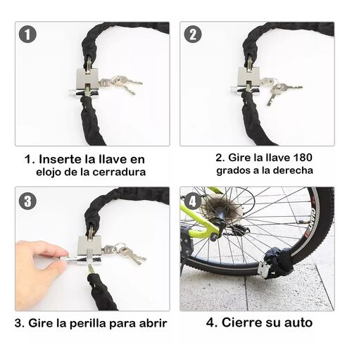 Candado De Cadena Para Motocicleta Y Bicicleta 1,2 M