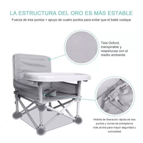 Silla Periquera Bebe Portatil Plegable Asiento Con Charola.