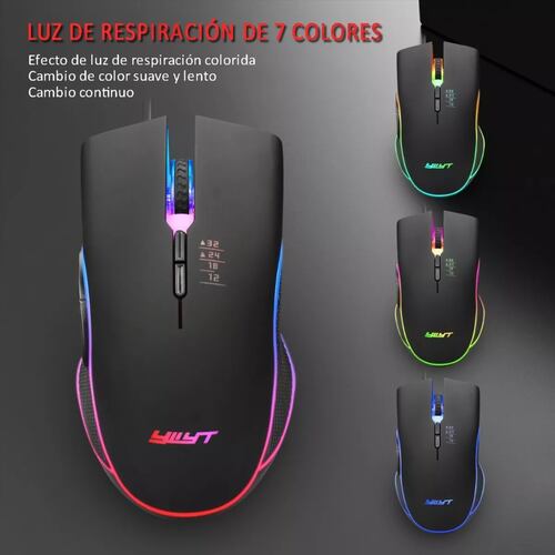 Mouse De Juego Rgb Mouse Gamer Alambrico Usb Dpi 3200 Negro