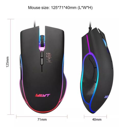 Mouse De Juego Rgb Mouse Gamer Alambrico Usb Dpi 3200 Negro