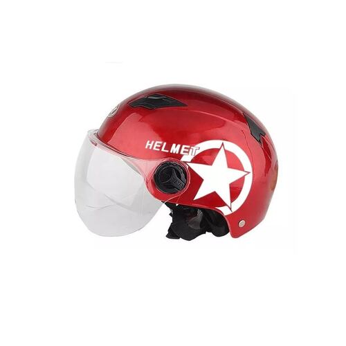 Cascos Moto, Bicicleta Y Scooter Con Gafas Transparentes Hd Rojo