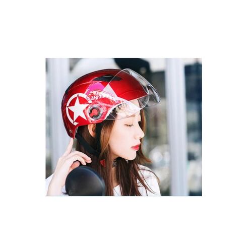 Cascos Moto, Bicicleta Y Scooter Con Gafas Transparentes Hd Rojo