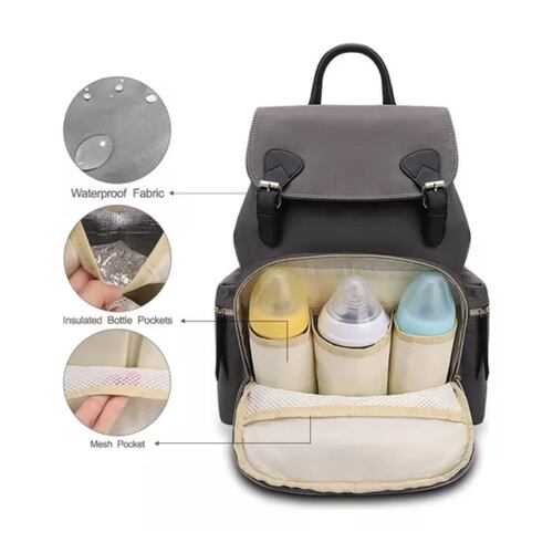 Mama Mochila Pañalera Termica Modernas Para Bebe  GRIS