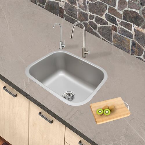 Fregadero de Cocina de Acero Inoxidable con Mezcladora Kit de Instalación y Accesorios de Regalo