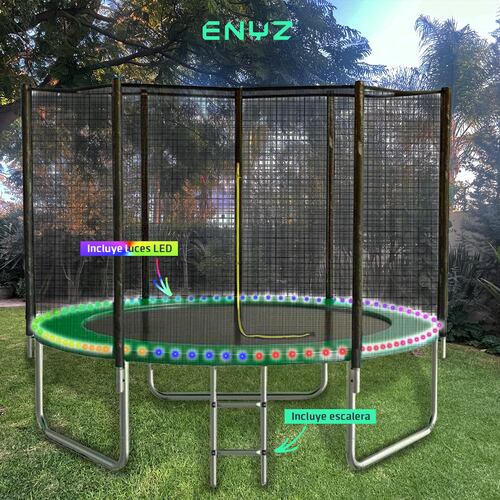 Trampolín Brincolín Premium 8 ft 2.43m Con Luces LED Tubular Reforzado Uso Rudo Jardín exteriores, restaurantes y negocios Tumbling Trampoline Outdoor Indoor.