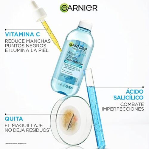 Agua Micelar Anti-imperfecciones Con Ácido Salicílico Momento de aplicación Día/Noche Tipo de piel Piel con tendencia al acné.