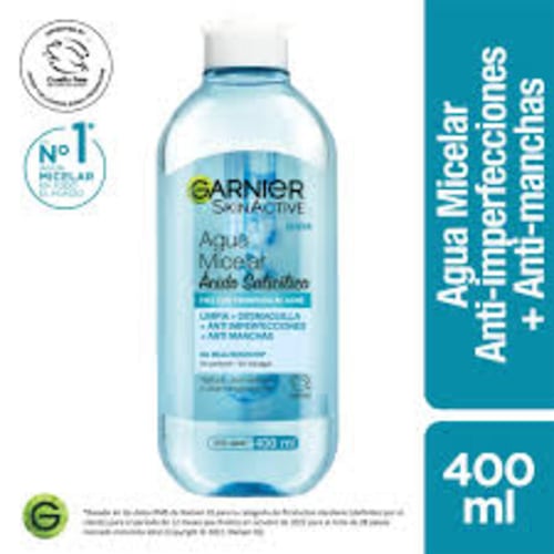 Agua Micelar Anti-imperfecciones Con Ácido Salicílico Momento de aplicación Día/Noche Tipo de piel Piel con tendencia al acné.