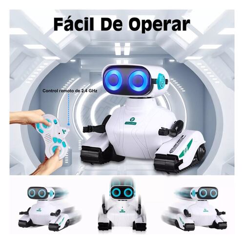 Robots De Juguete Control Remoto Recargable Robot Para Niños Blanco/Negro