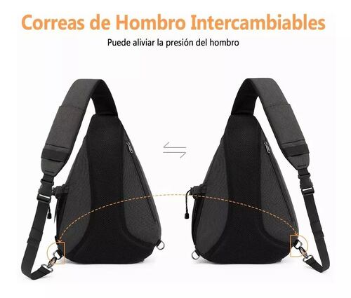 Pechera Mochila Impermeable Multifunción Cruzada Hombro Color Negro Diseño de la tela Liso.