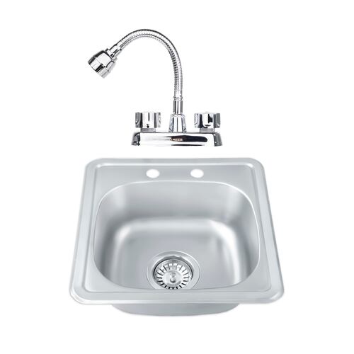 Tarja sencilla con mezcladora flexible de acero inox