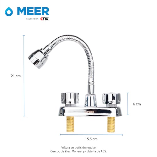 Tarja sencilla con mezcladora flexible de acero inox