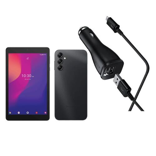 Samsung Galaxy A14 5G Negro 64GB Nuevo + Tableta  Alcatel Joy Tab 2 32GB 4G +Cargador para Auto de 25W.