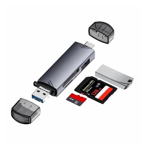 Lector de tarjetas multifunción 6 en 1 Usb 3.0 disco U tipo C Micro Usb Flash Sd adaptador teléfono