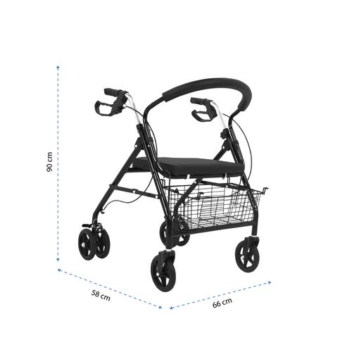 Onofo TEXAS Andadera Rollator Ortopedica con asiento Negro