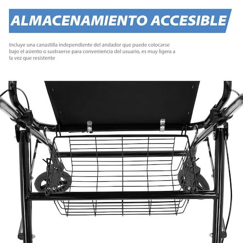 Onofo TEXAS Andadera Rollator Ortopedica con asiento Negro