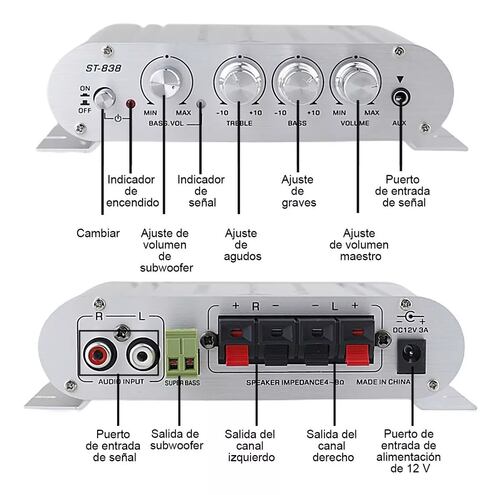 Amplificador De 800w Para Auto, Moto, Casa Rca V/colores