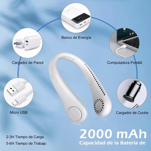 Ventilador Cuello Colgante Usb Sin Hojas Portátil 3 Modos.