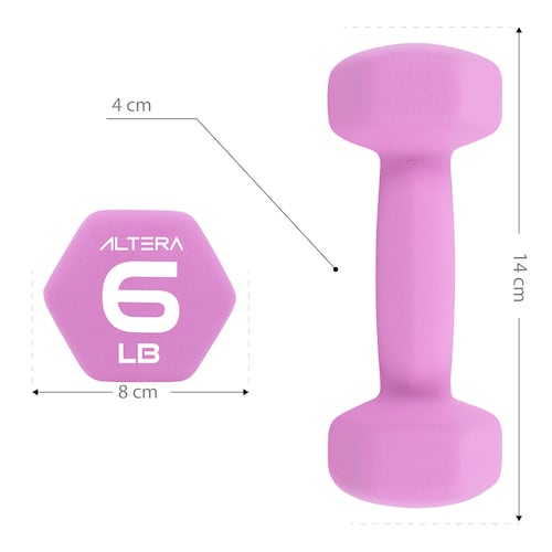 Altera NOVA Kit 2 Mancuernas de Neopreno 6 Lbs Lavanda digital.
