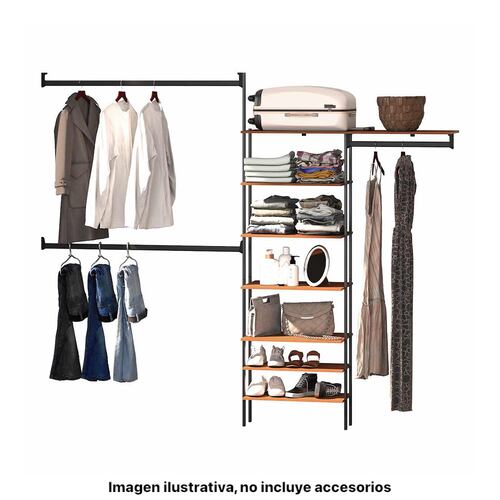 Closet Armario Organizador 7 entrepaños y 3 percheros Playcon Color Tzalam.