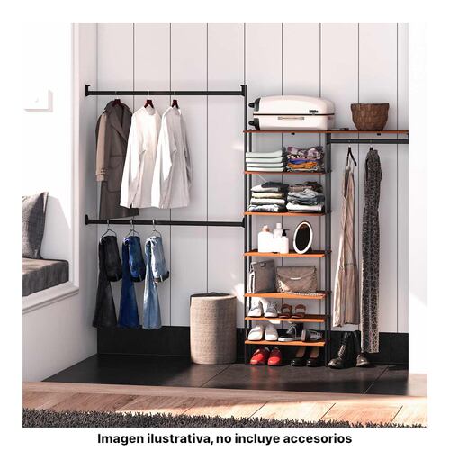 Closet Armario Organizador 7 entrepaños y 3 percheros Playcon Color Tzalam.