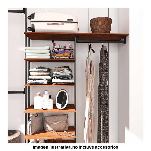 Closet Armario Organizador 7 entrepaños y 3 percheros Playcon Color Tzalam.