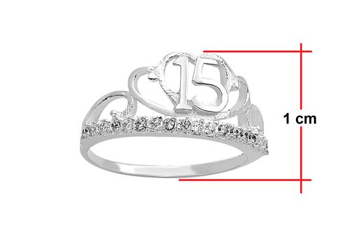 Anillo Plata 925 Horoz Corona 15 años #6 SP8.