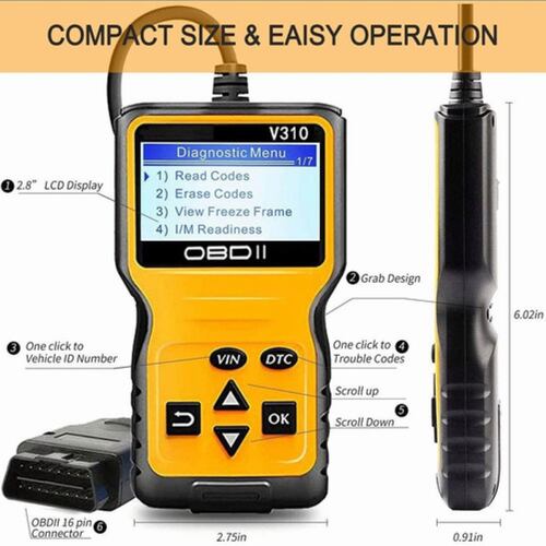 Escaner Automotriz V310 Para Vehículo Obd2 Eobd Amarillo/Negro