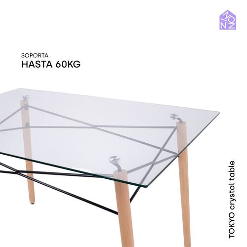 NINON HOME Mesa Comedor Vidrio Templado Minimalista | 6 Personas | Interior hogar | Exterior Jardin.