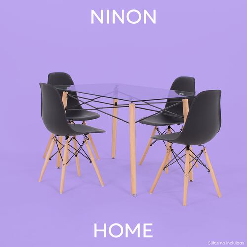 NINON HOME Mesa Comedor Vidrio Templado Minimalista | 6 Personas | Interior hogar | Exterior Jardin.